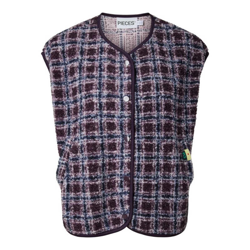 PIECES Katty teddy vest - Plum Perfect