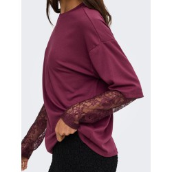 ONLY Tahlia langærmet blonde bluse - Fig