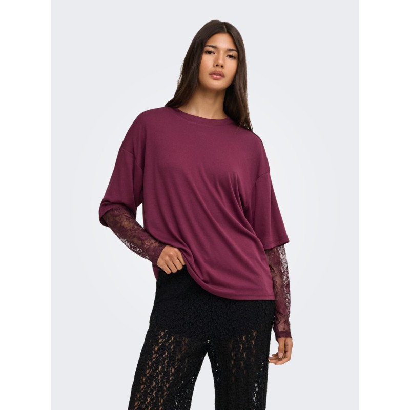 ONLY Tahlia langærmet blonde bluse - Fig