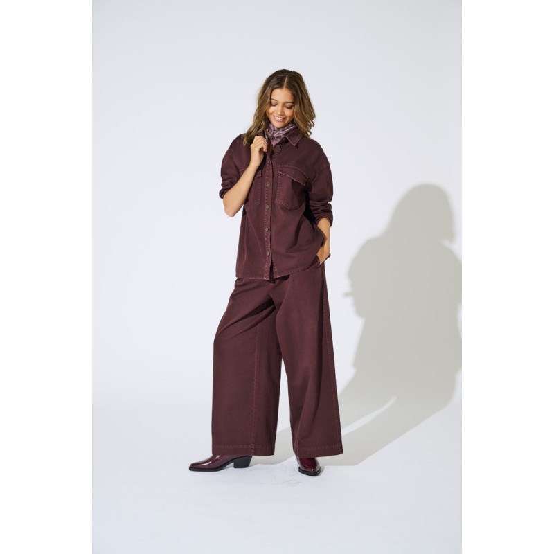 ONLY Silla langærmet denim skjorte - Fudge