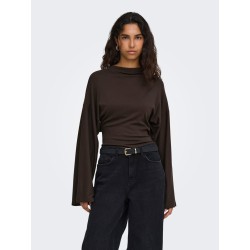 ONLY Estrid langærmet bluse - Coffee Bean