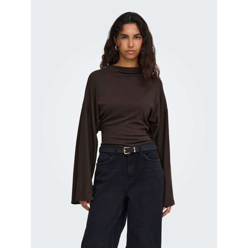 ONLY Estrid langærmet bluse - Coffee Bean
