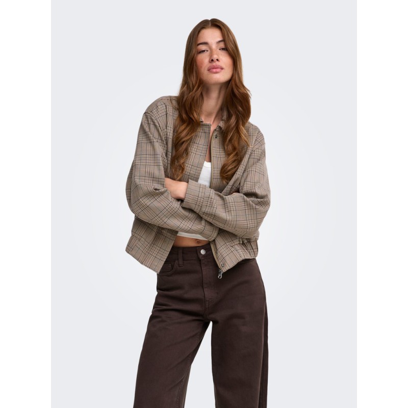 ONLY Ursula bomber jakke - Toasted Coconut / Checks