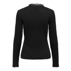 ONLY Leslie langærmet blonde bluse - Black