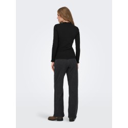 ONLY Leslie langærmet blonde bluse - Black