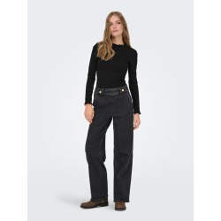 ONLY Leslie langærmet blonde bluse - Black