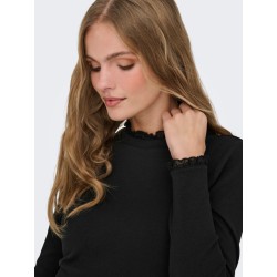 ONLY Leslie langærmet blonde bluse - Black