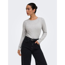 ONLY Jilli langærmet bluse - Light Grey Melange