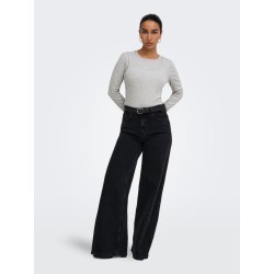 ONLY Jilli langærmet bluse - Light Grey Melange