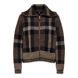 ONLY Maroon langærmet zip strikcardigan - Black