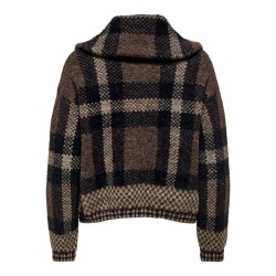 ONLY Maroon langærmet zip strikcardigan - Black