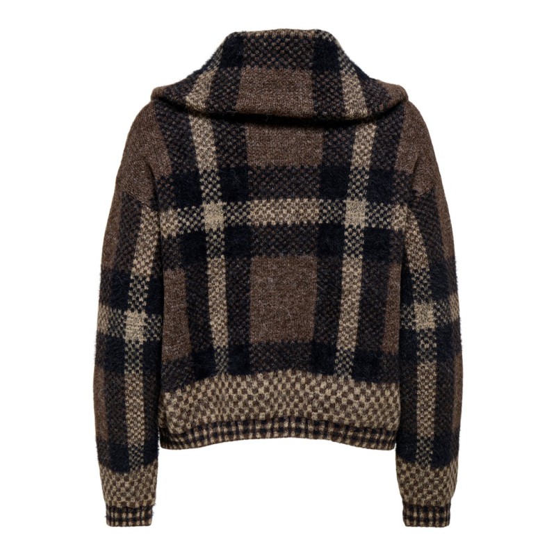 ONLY Maroon langærmet zip strikcardigan - Black
