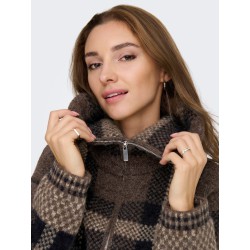 ONLY Maroon langærmet zip strikcardigan - Black