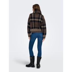 ONLY Maroon langærmet zip strikcardigan - Black