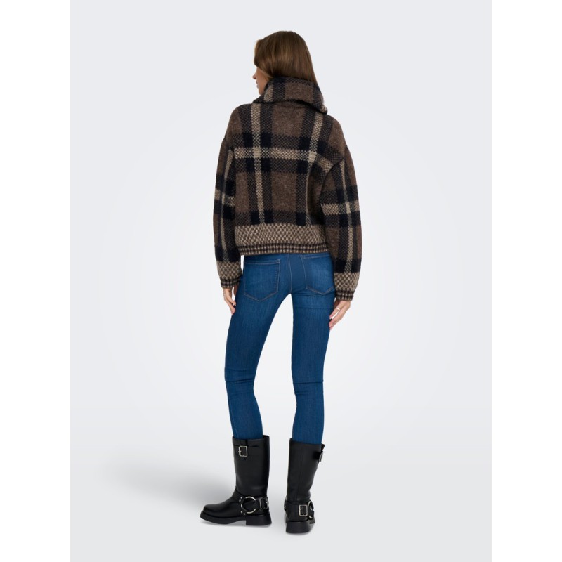 ONLY Maroon langærmet zip strikcardigan - Black