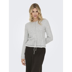 ONLY Cher langærmet strikcardigan - Light Grey Melange