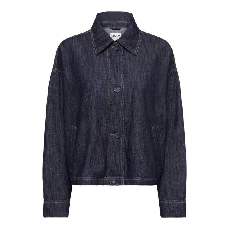 ONLY Mariko langærmet denim jakke - Dark Blue Denim