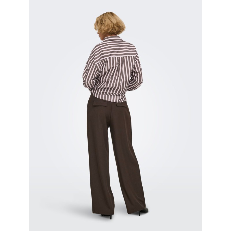 ONLY Miles pleat wide leg bukser - Coffee Bean