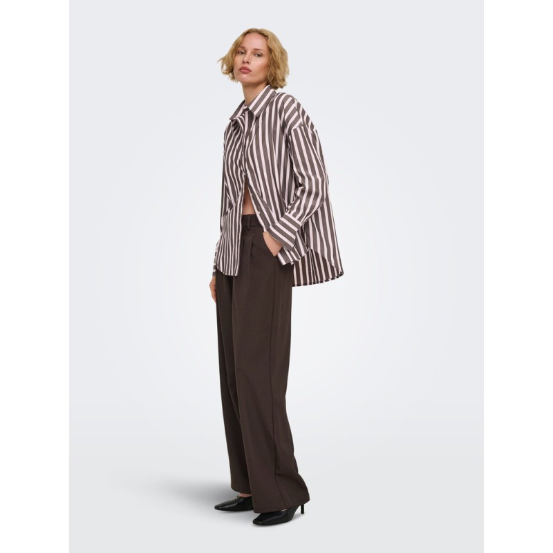 ONLY Miles pleat wide leg bukser - Coffee Bean
