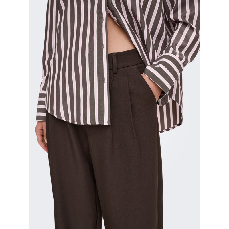 ONLY Miles pleat wide leg bukser - Coffee Bean