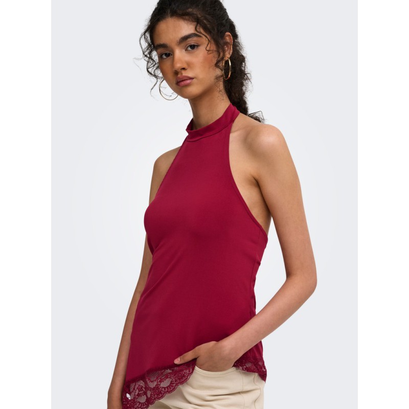 ONLY Aria halterneck blonde top - Rumba Red