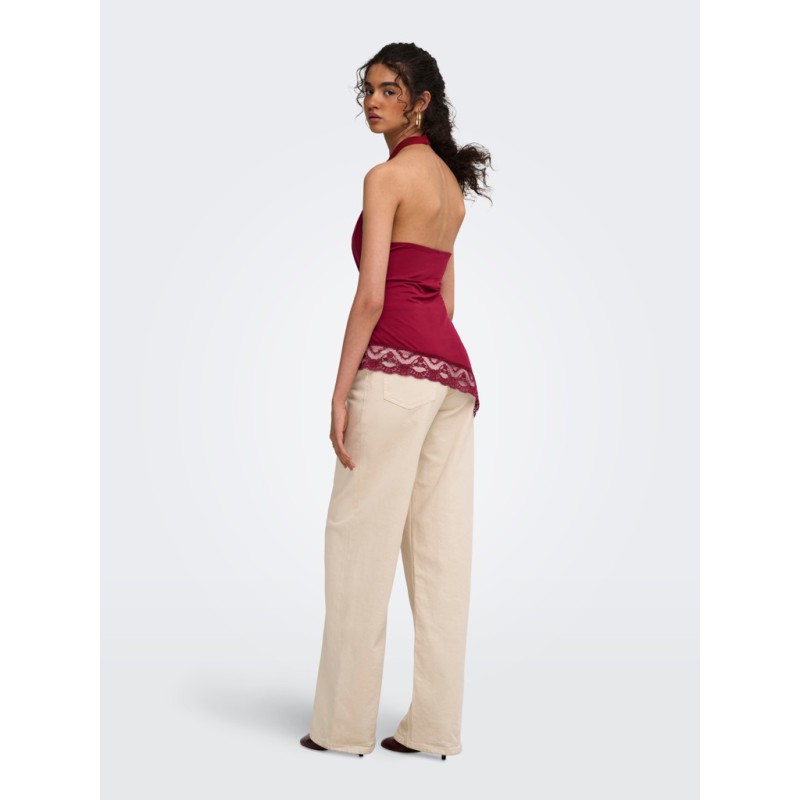 ONLY Aria halterneck blonde top - Rumba Red