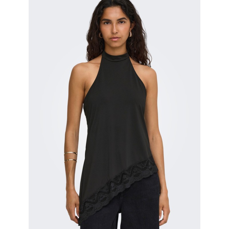 ONLY Aria halterneck blonde top - Black