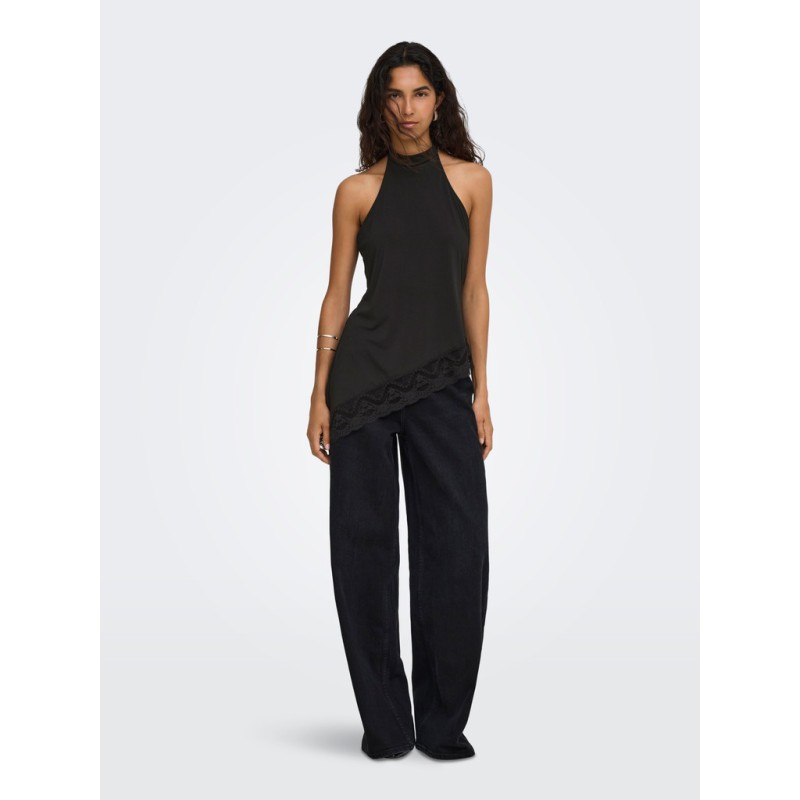 ONLY Aria halterneck blonde top - Black