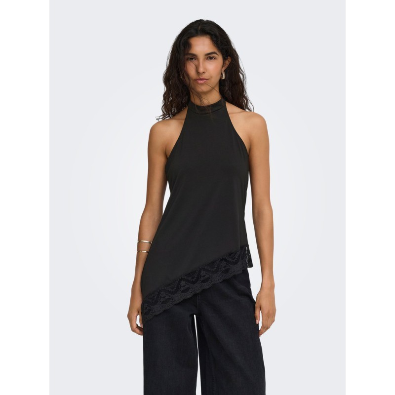 ONLY Aria halterneck blonde top - Black