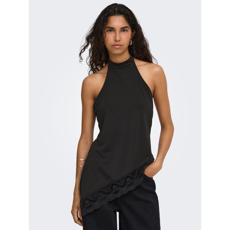 ONLY Aria halterneck blonde top - Black
