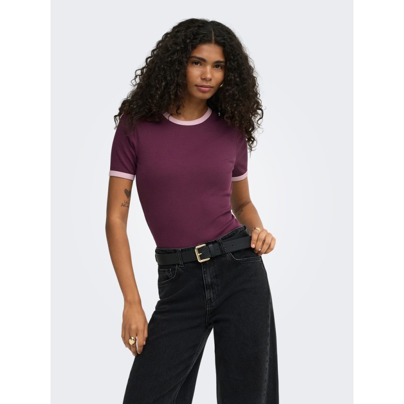 ONLY Val contrast T-shirt - Fig