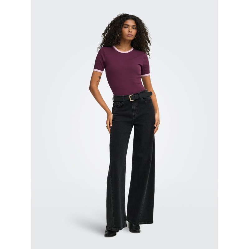 ONLY Val contrast T-shirt - Fig