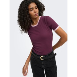 ONLY Val contrast T-shirt - Fig