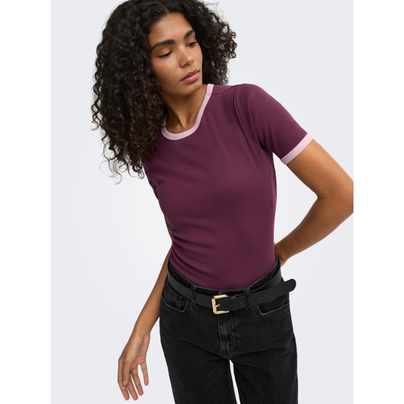 ONLY Val contrast T-shirt - Fig