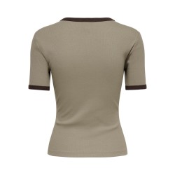 ONLY Val contrast T-shirt - Walnut