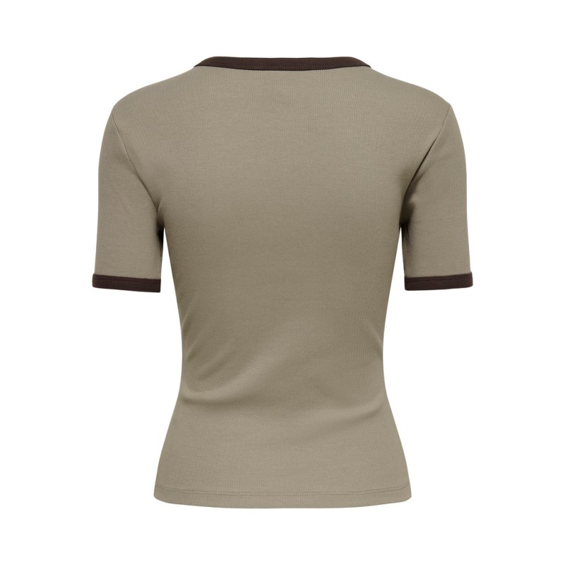 ONLY Val contrast T-shirt - Walnut