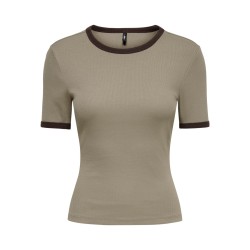 ONLY Val contrast T-shirt - Walnut