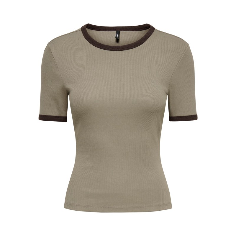 ONLY Val contrast T-shirt - Walnut