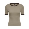 ONLY Val contrast T-shirt - Walnut