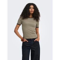 ONLY Val contrast T-shirt - Walnut