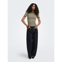 ONLY Val contrast T-shirt - Walnut