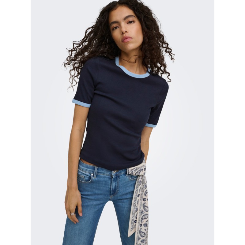 ONLY Val contrast T-shirt - Night Sky