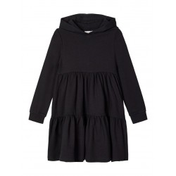 NAME IT KIDS Ofilia langærmet sweat hoodie kjole - Sort