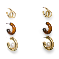 PIECES Altana øreringe 3 pak - Gold colour