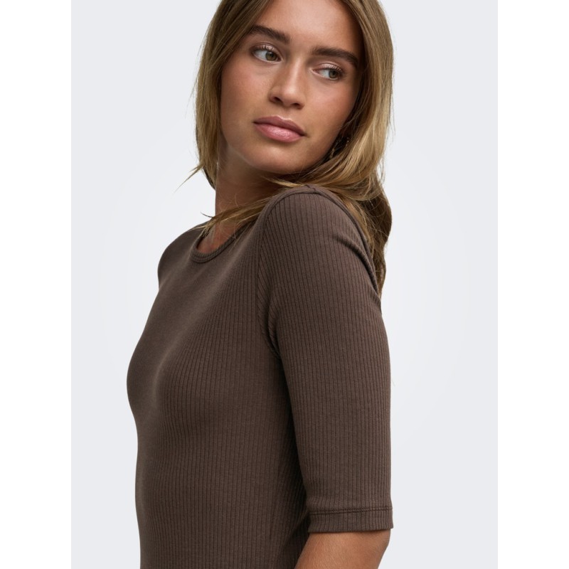 JDY Reno 2/4 rib bluse - Mulch