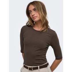 JDY Reno 2/4 rib bluse - Mulch