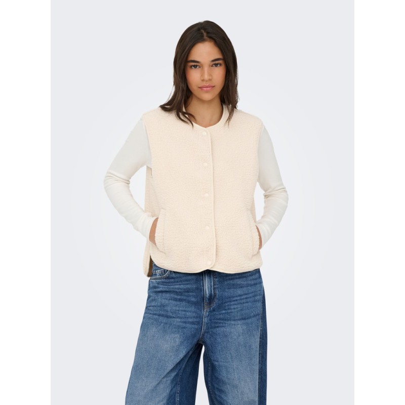 JDY Simma teddy vest - Pumice Stone