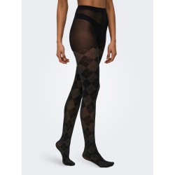 JDY Aura strømpebukser - Black / ARGYLE GLITTER