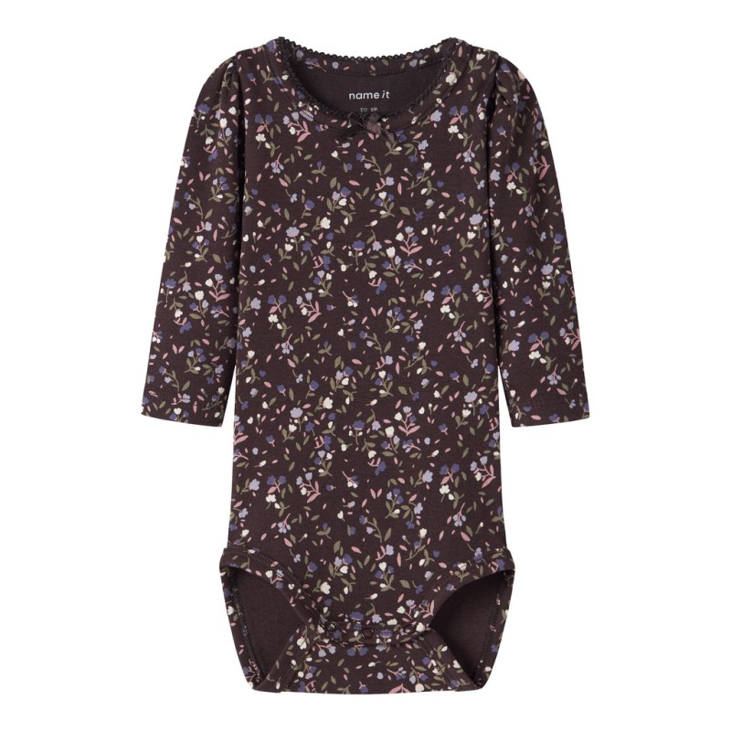 NAME IT BABY Oceana langærmet body - Chocolate Plum