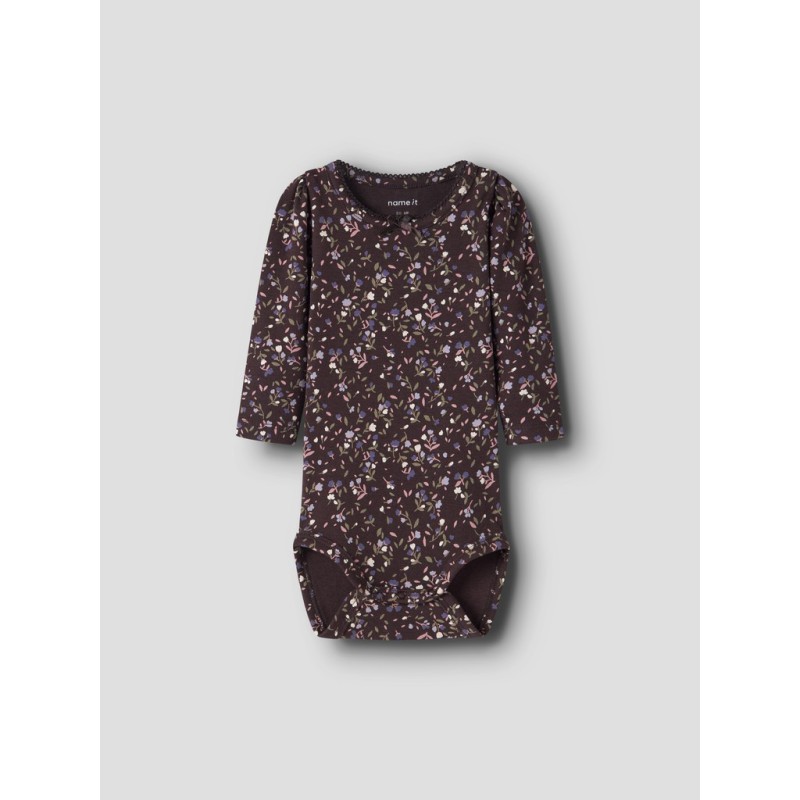 NAME IT BABY Oceana langærmet body - Chocolate Plum